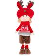 Dekorácia MagicHome Vianoce, Chlapec s červeno-sivou čiapkou, 42cm