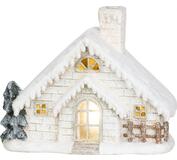 Dekorácia MagicHome Vianoce LED Domček s komínom, keramika 40 cm