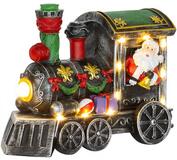 Dekorácia MagicHome Vianoce Vianočná lokomotíva so santom LED, 3xAA, interiér