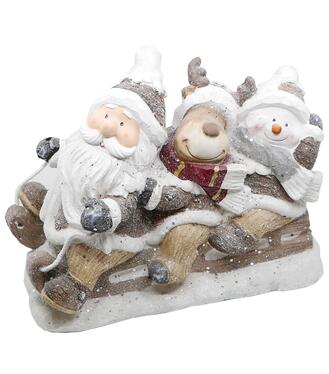 Dekorácia vianoce Santa, sob a snehuliak na saniach keramika MagicHome