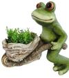 Gecco 8164 Dekorácia Žaba s fúrikom, magnesia, 34 cm