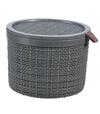 Košík s vekom Curver® JUTE ROUND, 2L, tmavý sivý, 17x13 cm
