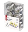 Led dekorácia 6x čajová sviečka strieborná