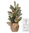 LED vianočný stromček zasnežený 52cm 3x AA vnútorný teplá biela časovač