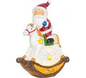 Dekorácia MagicHome Vianoce, Santa na koni, LED, polyresin, 12x5,5x18 cm