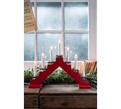 Svietnik MagicHome vianočný, červený, 7 LED, teplá biela, 39x31cm