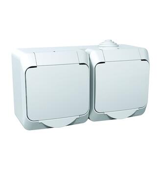 CEDAR IP44 2-zásuvková WDE000522 biela-clonk