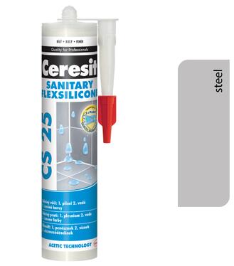 Ceresit CS 25 Sanitary 107 Steel 280ml - sanitárny silikón