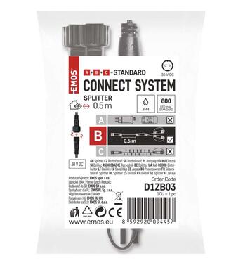 Connect System (B) Standard - splitter/rozbočovač pre vianočné reťaze 0,5m čierny