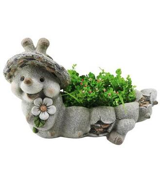 Dekorácia Gecco Slimák s kvetináčom magnesia 46x22x28cm