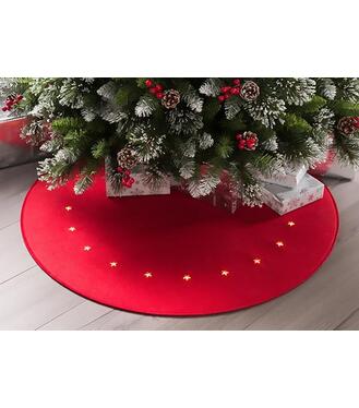 Dekorácia LED koberec s hviezdičkami teplá biela 2xAA 90cm červený