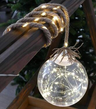 Dekorácia MagicHome Balldeco guľa na lane 50 mLED teplá biela IP20 interiér osvet