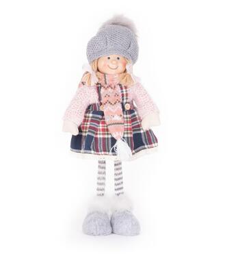 Dekorácia MagicHome Dievča v károvaných šatách 38cm