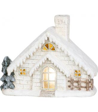 Dekorácia MagicHome Vianoce LED Domček s komínom, keramika 40 cm