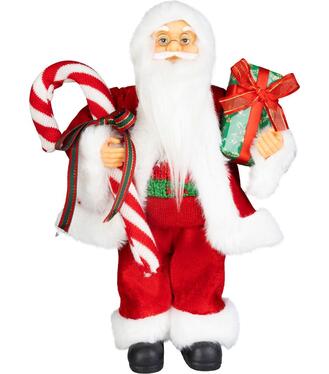 Dekorácia MagicHome Vianoce, Santa, s darčekom, červený, 45 cm