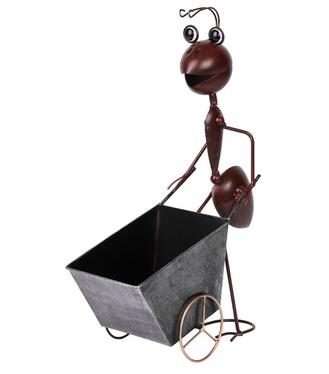 Dekorácia Mecco 4212 Mravec s vozíkom 46cm plech