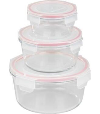 Dóza MagicHome sada 3ks, sklenená, okrúhla s vekom, 370/800/1500 ml