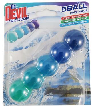 Dr. Devil Polar Aqua BiColor 5Ball čistiaci dezinfekčný prostriedok do WC 35g