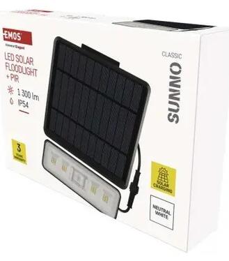 Emos LED reflektor solárny SUNNO so senzorom pohybu, neutrálna biela,ZG112S