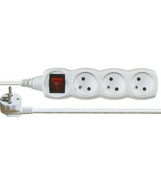 Emos P13115 Predlžovací kábel biely s vypínačom, 3 zásuvky 1,5m