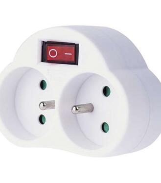 Emos Rozdvojka 2x guľatá + vypínač