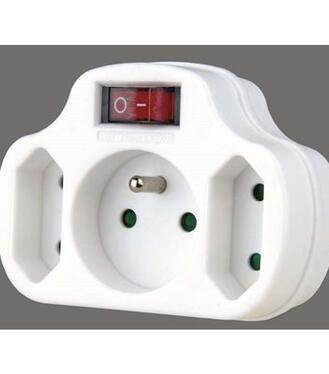 Emos Rozdvojka 2x plochá + 1x guľatá + vypínač