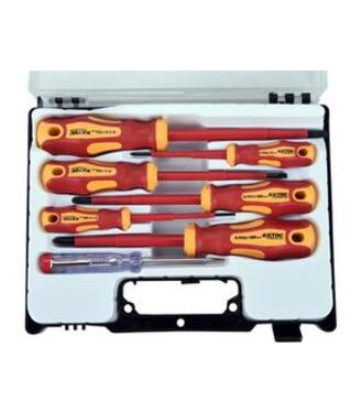 Extol Premium Skrutkovače elektrikárske 1000V, 7-dielna sada, (-) 2,5-4-5,5mm, PH0-1-2, skúšačka