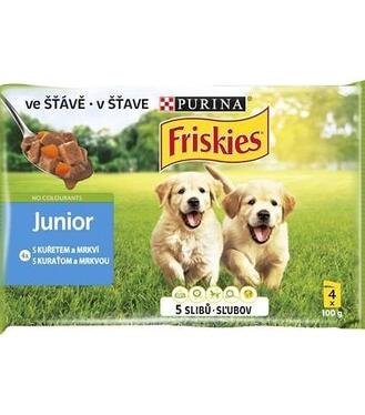 Friskies pes kapsička Junior mrkva+kura 4x100g