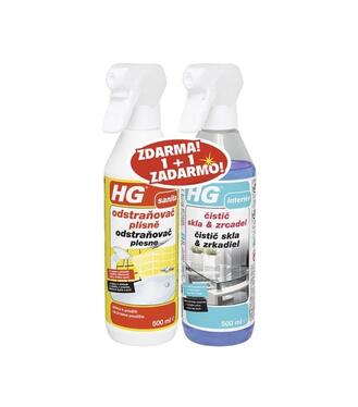HG Odstraňovač plesne 500ml + Čistič skla a zrkadiel 500ml