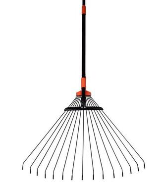 Hrable na lístie R114, 15-lamelové, s násadou, nastaviteľné