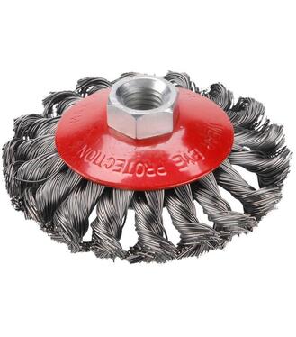 Kartáč miskový M14 vrkočový, oceľový drôt 0,5mm, 100mm