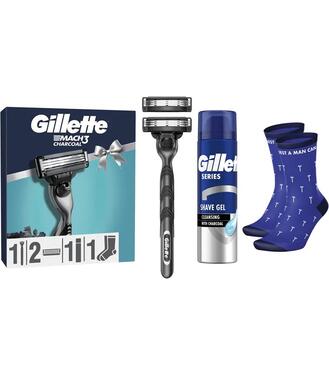 Kazeta Gillette Mach3 strojček+2NH+ cleansing gel 200ml+ ponožky