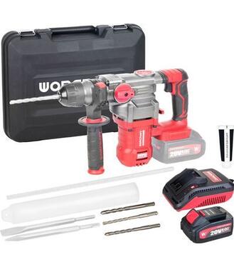 Kladivo Worcraft CRH-S20LiBDM, 20V Li-ion, ShareSYS, SDS+ 4,5J, bezuhlíkové, SET 1x akumulátor 4.0Ah, 1x rýchlonabíjačka