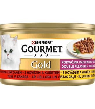 Konzerva mačka gourmet gold duo hovädzie a kurča 85g