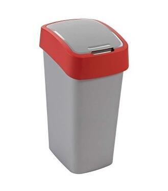 Kôš Curver FLIP BIN 45l, šedostrieborná/červená, na odpad