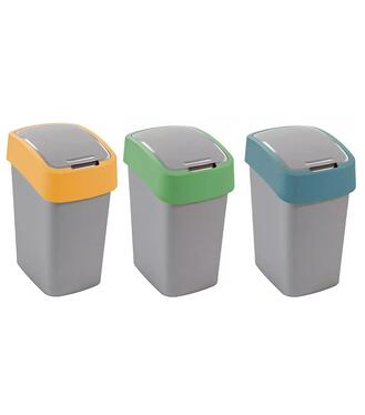Kôš Curver FLIP BIN 45l, šedostrieborná/zelená, na odpad
