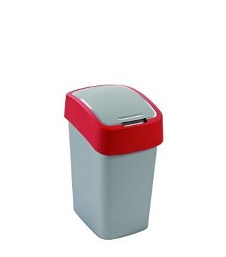 Kôš Curver FLIP BIN 9l, šedostrieborná/červená, na odpad