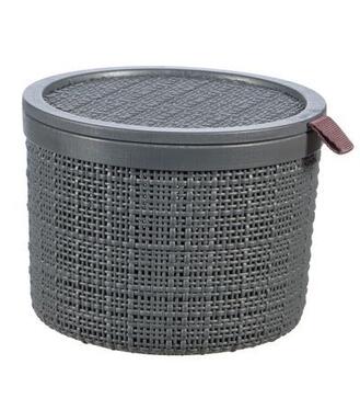 Košík s vekom Curver® JUTE ROUND, 2L, tmavý sivý, 17x13 cm