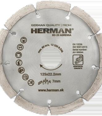 Kotúč diamant Herman 125x22,2mm segment BD-20 Agressa