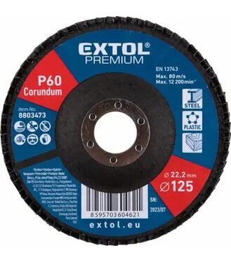 Kotúč lamelový šikmý korundový, P60, 125mm, diera 22,2mm, EXTOL PREMIUM