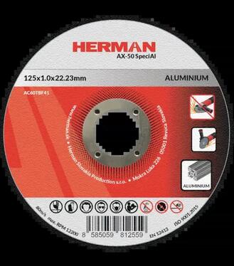 Kotúč rezný herman AX-50 špecial na hlinik 125x1.0x22.12mm bez prelisu typ 41