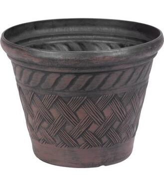 Kvetináč Strend Pro, 29x23 cm, tmavý hnedý, vzor ratan