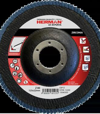 Lamelový kotúč - zirkón.zrno HERMAN LR-30 Punta 125mm P80