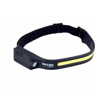 Lampa čelová 350lm COB + XPE LED 1,2Ah Li-pol pevný plastový pás