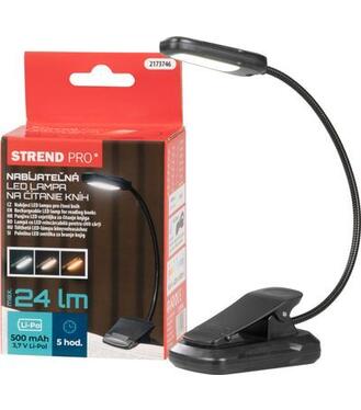 Lampa Strend Pro, na čítanie knihy, LED, USB, 24 lm, 3 farebné odtiene, stmievateľná, nabíjateľná