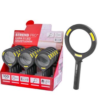 Lupa so svetlom Strend Pro 113x242x22 mm, 2xAA, LED 100 lm, 3x LED osvetlenie, na čítanie