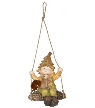 MagicHome Dekorácia Chlapček sediac na šiške, keramika, 30,50x24,50x46,50cm