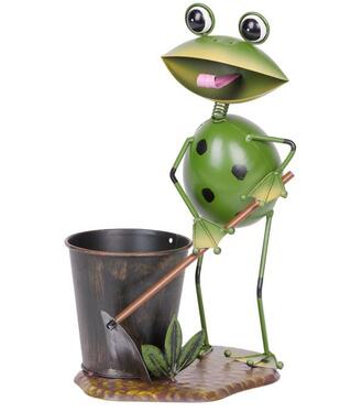Mecco 4086 Kovová dekorácia Žabiak záhradník, 23x16x33cm