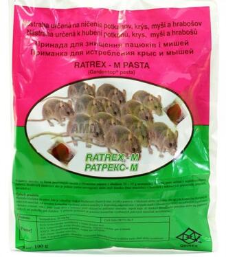 Otrava Ratrex-M /zuvacky/ na Mysi 100g Na odborné použitie!