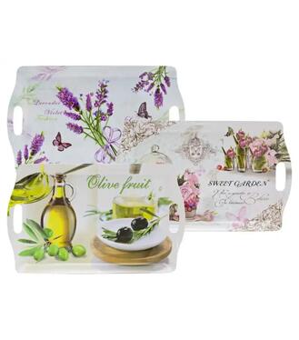 Podnos s dekorom, plastový, 47x29cm, farebný